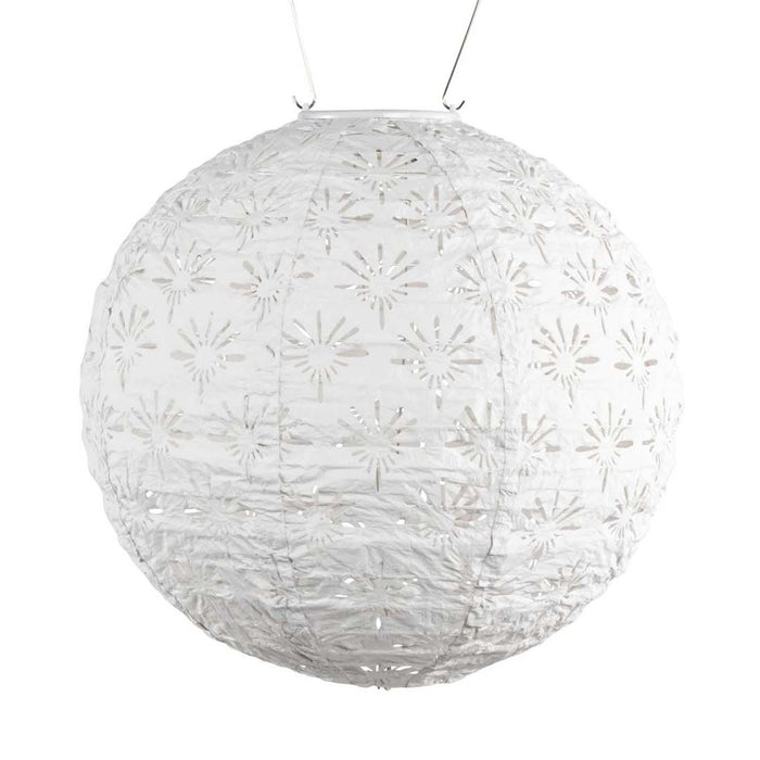 White Solar Globe Lantern - 12" - Roger's Gardens