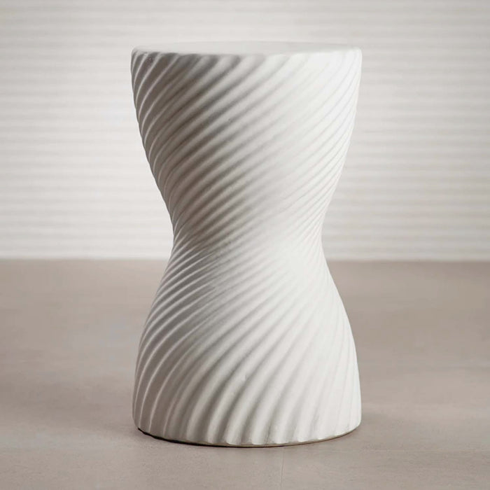 White Twisted Ribbed Stool
