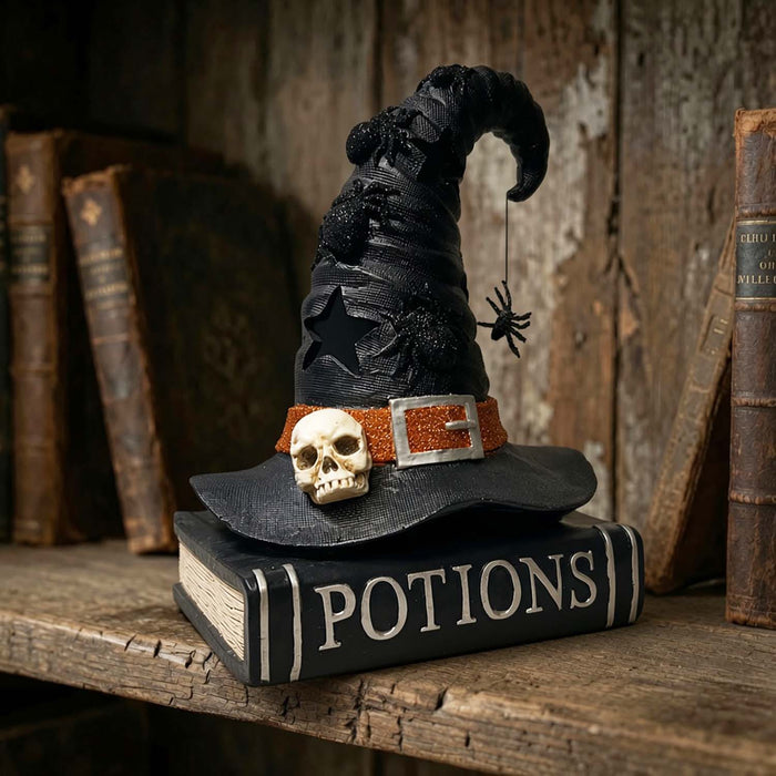 Witch Hat on Books - 10" Tall
