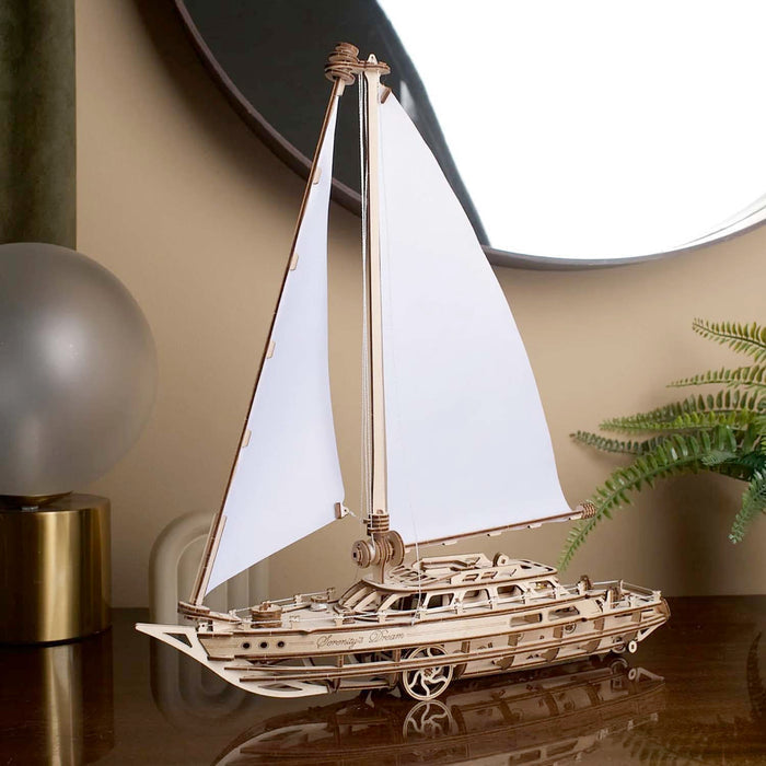 Wooden Mechanical Sailboat Puzzle - 17" Tall