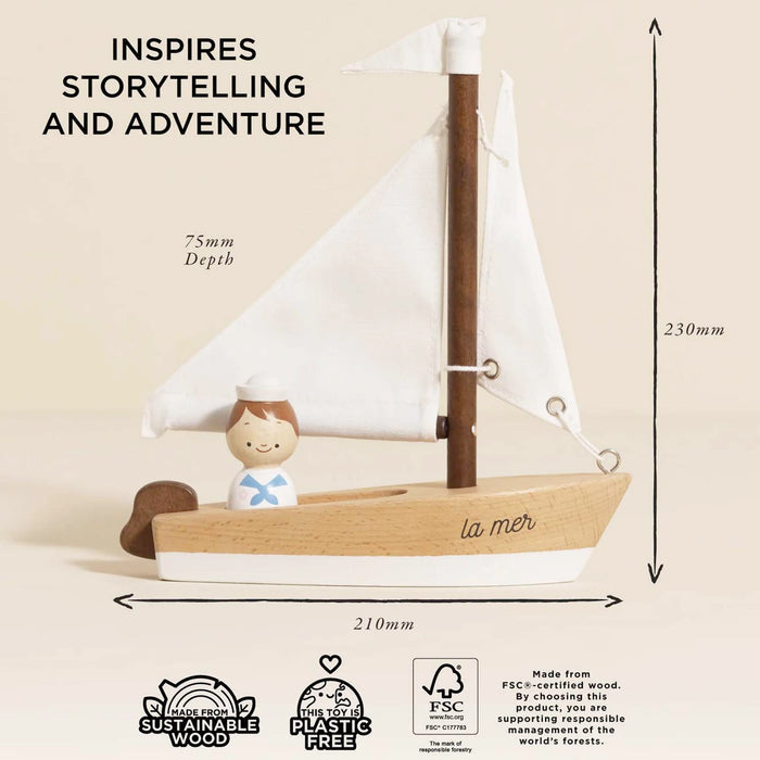 Wooden Sailing Boat & Captain